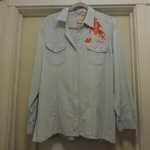 VINTAGE RETRO SOUTHWEST CHILIS WAITERESS WORK SHIRT JEANNE X L